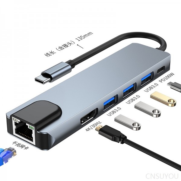 type-c扩展坞带网卡usb-c hub3.05合1拓展坞